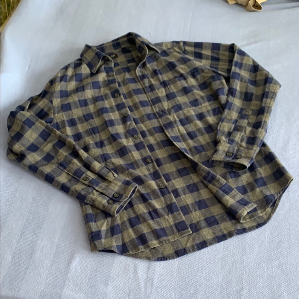 Uniqlo Blue and Gray Casual Button Down Shirt